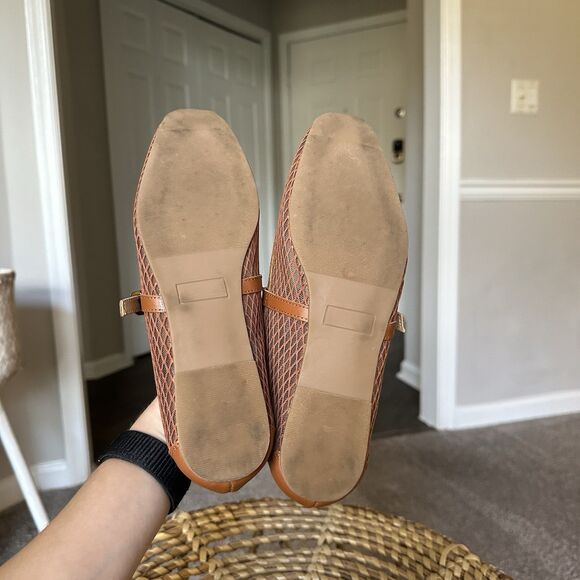 SAKS FIFTH AVENUE Brynn Leather & Mesh Flats In Brown Size 8.5 - Picture 12 of 14